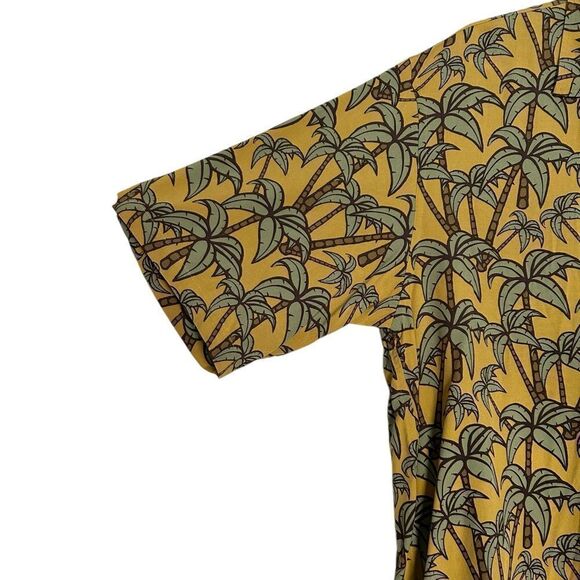 Uniqlo x Heather Brown Hawaiian Shirt Palm Tree Button-down Men’s Medium Yellow - Picture 5 of 7